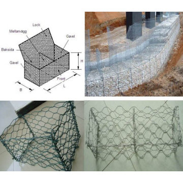 Cesta de gabion hexagonal pesada de zinco